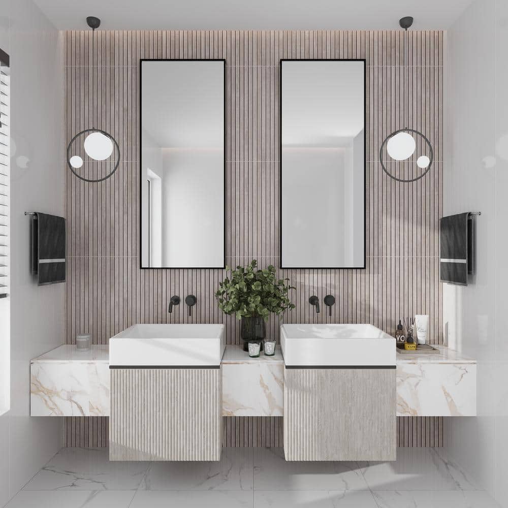 Bois Ribbon 24" x 48" Matte Gray Porcelain Wall and Floor Tile