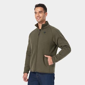 Men's XXX-Large Green Heated Fleece Jacket with 7.38-Volt Lithium-Ion 1 Upgraded 4.8Ah Battery and Charger