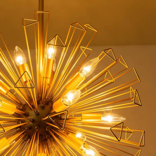 RRTYO Ellis 23.6 in.W 18-Light Gold Modern Sputnik Cluster