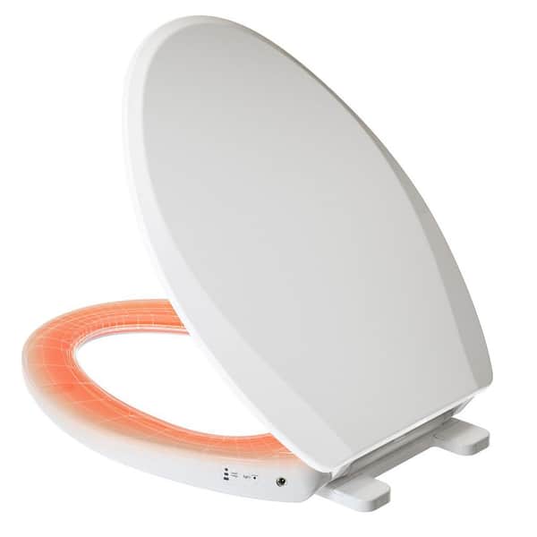 Non-Electric Bidet Seat for Elongated Toilets with Heated Seat, 3 Temp, Night Light, Slow Close in White