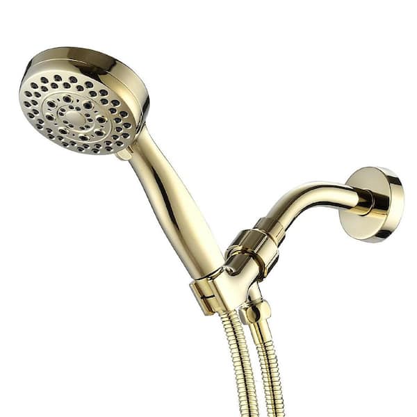 5-Spray Wall Mount Handheld Shower Head 2.5 GPM in Polished Gold