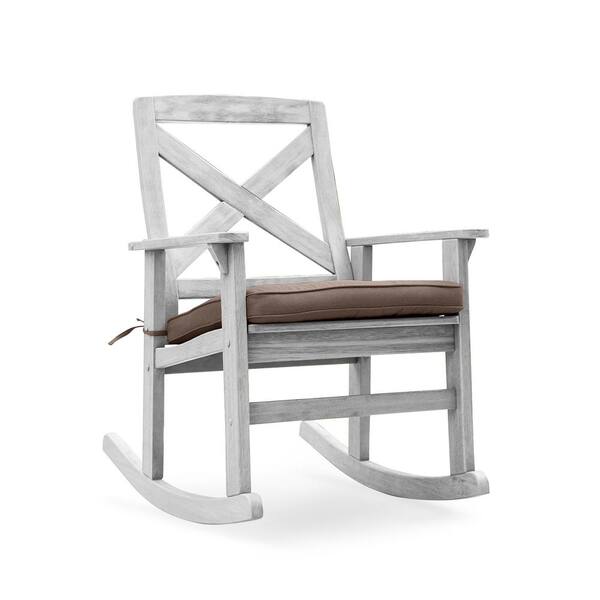 Cambridge Casual Tulle White Wash Wood Outdoor Rocking Chair With Cappuccino Cushion 130824 Hw Ww Cp Cambridge Casual Tulle White Wash Wood, White Rocking Chair Cushion