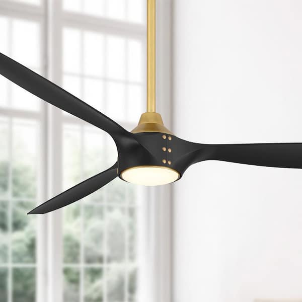 Pierce-65 65 in. Smart Indoor Legacy Brass Low Profile Ceiling Fan with Integrated LED, Remote Control Included