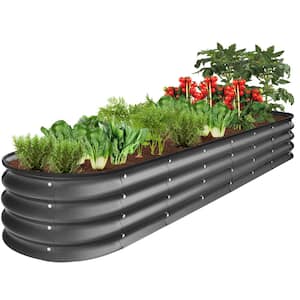 8 ft. x 2 ft. x 1 ft. Oval Steel Raised Garden Bed, Planter Box for Vegetables, Flowers in Charcoal