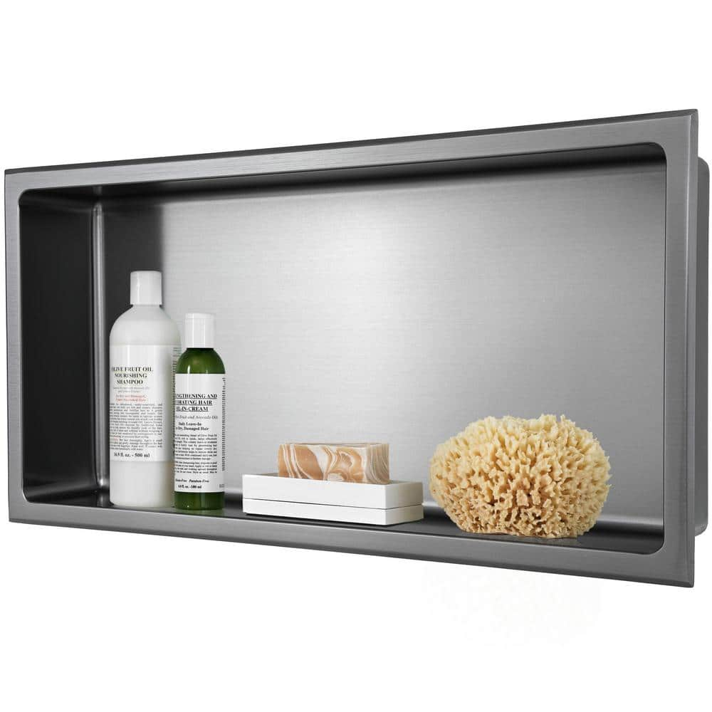 AKDY 24-in x 12-in Matte Black Stainless Rectangular Shower NICHE