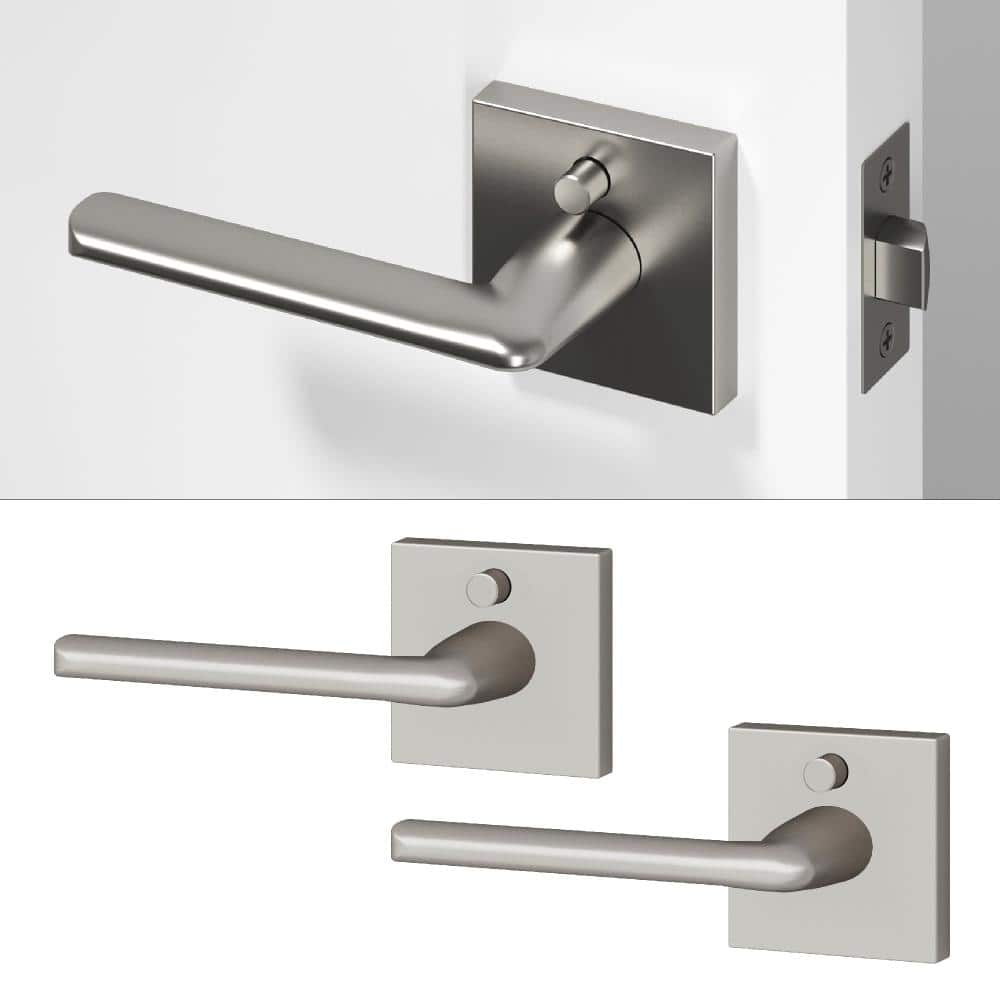 Mirra Metal Brushed Nickel Privacy Bed/Bath Round Door Handle with Push Button and Square Rosette 2-Pack price history on PriceWatchPro