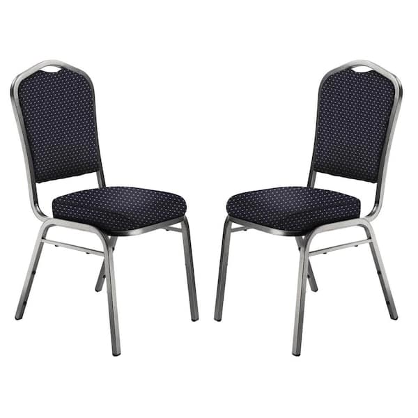 National Public Seating 9300-Series Diamond Navy Deluxe Fabric Upholstered Stack Chair (2-Pack)