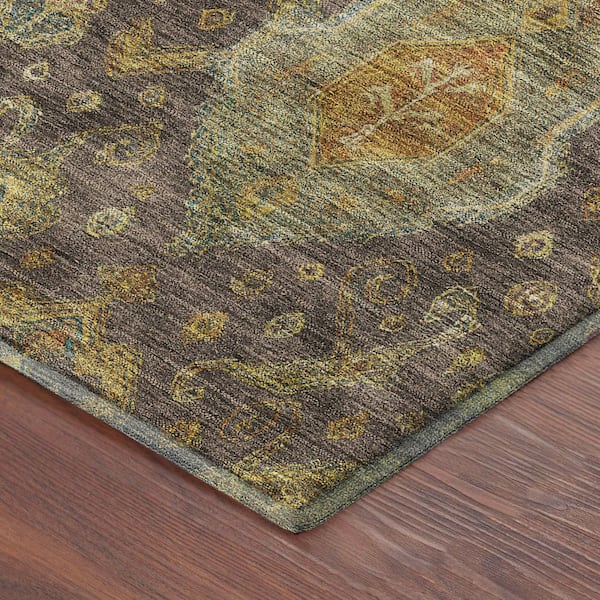 Mayfield Premium Machine Washable Abstract AMF2306 Chocolate 3 ft. x 4 ft. Area Rug