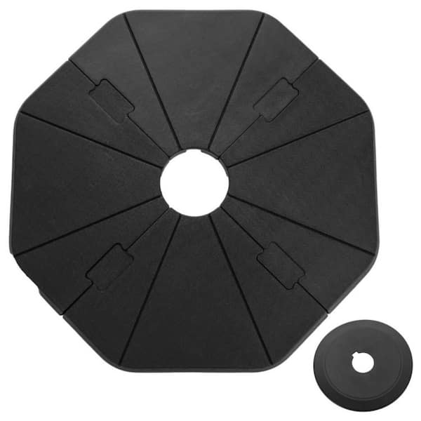 208 lb. Fillable Patio Umbrella Base in Black 4-Piece Cantilever Offset Umbrella Base