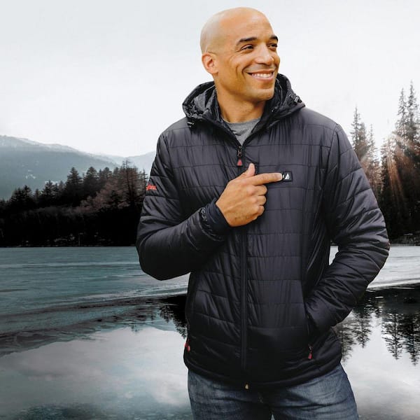 ACTIONHEAT Men's Large Black 5-Volt Battery Heated Puffer Jacket