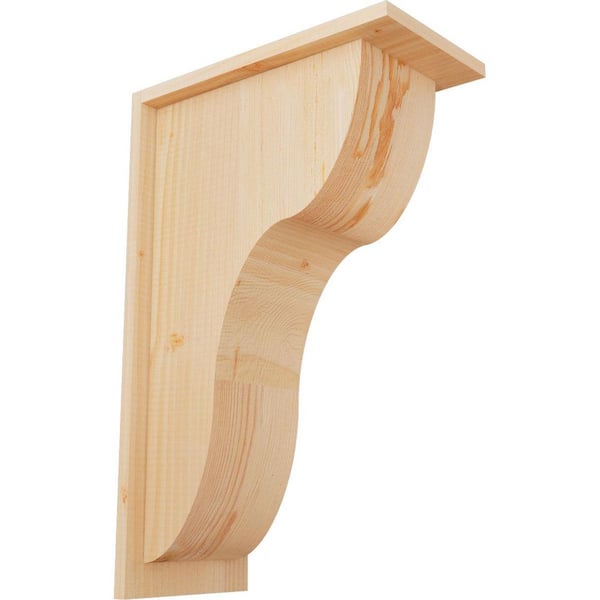 Ekena Millwork 7-1/2 in. x 14 in. x 22 in. Douglas Fir Carmel Smooth Corbel with Backplate