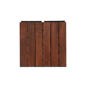 1 ft. x 1 ft. Acacia Wood Flooring Tile Deck Tile in Brown, Striped Pattern (10-Pack)