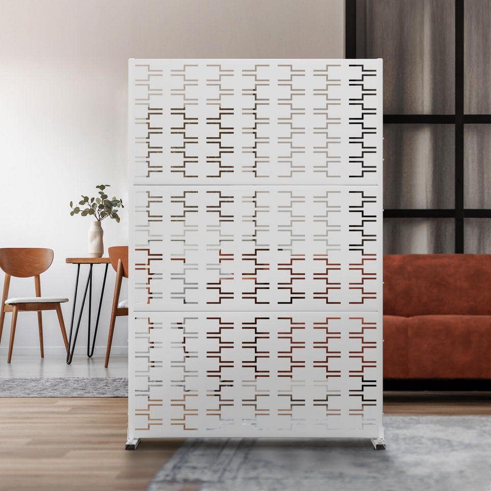 72 in. x 47 in. White Outdoor Metal Galvanized Privacy Screen Fence Garden Panels
