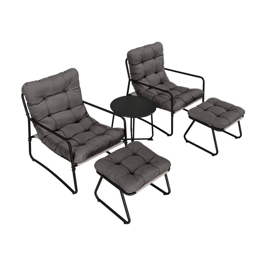 Gray 5-Piece Iron Patio Conversation Set with Footrests and Side Table price history on PriceWatchPro