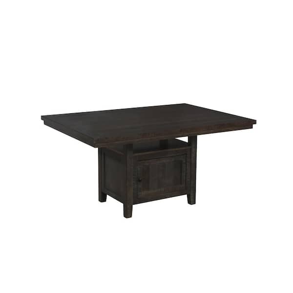 Best Quality Furniture Ricky 60 in. Rectangular Rustic Dark Oak Wood Top Dining Table
