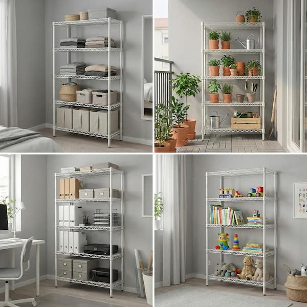 Noble House Naomi Metal Wire 5-Tier Adjustable Shelving Unit in