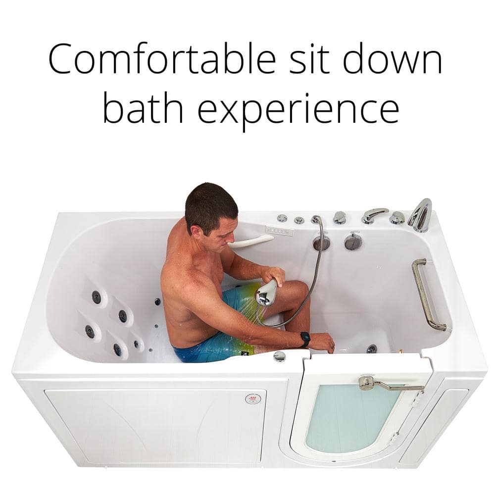 72'' x 36'' White Acrylic Walk-In Bathtub with Hydro Massage