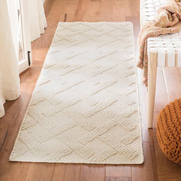 Natura 2 ft. x 12 ft. Ivory/Beige Geometric Runner Rug