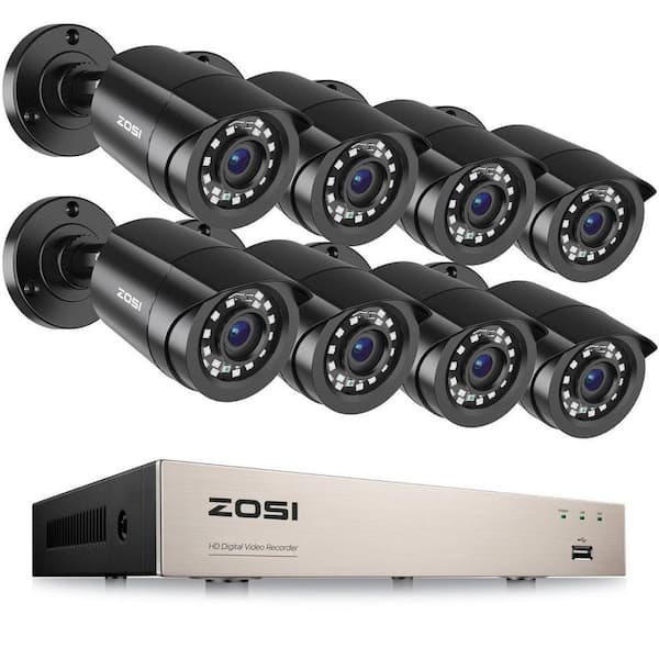 H.265 Plus 8-Channel 3K-Lite DVR Home Security Camera System with 8 Wired 1080P FHD Outdoor Bullet Cameras Black