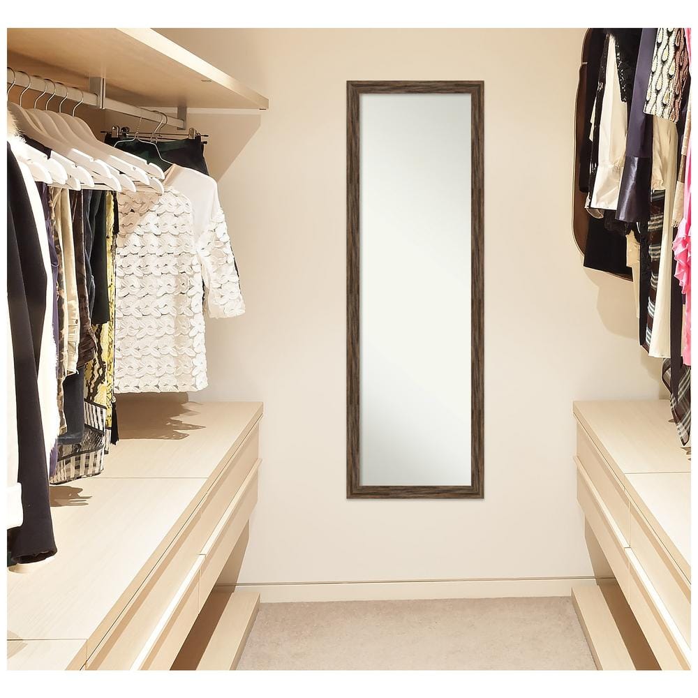 Mocha Barnwood Full-Length Rectangular Bathroom Mirror