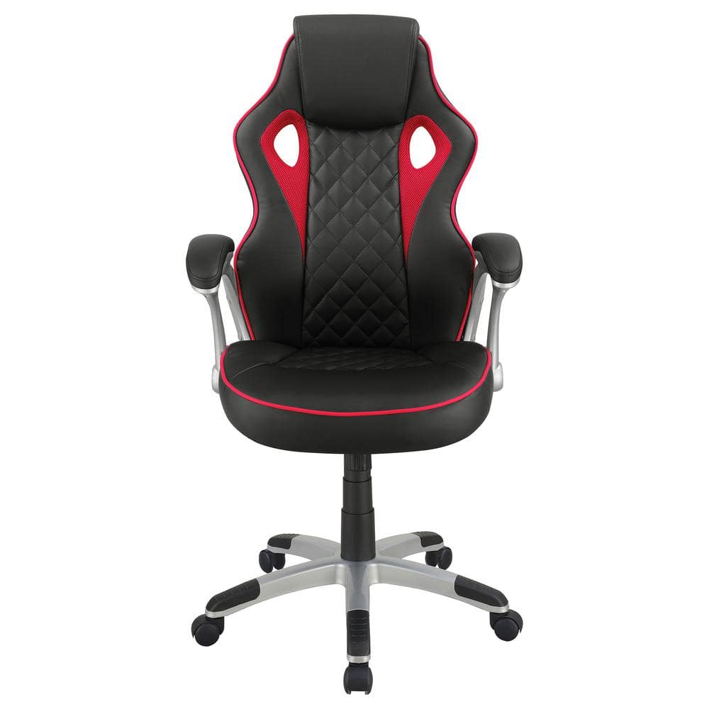 High Back Black and Red Faux Leather Swivel Executive Chair