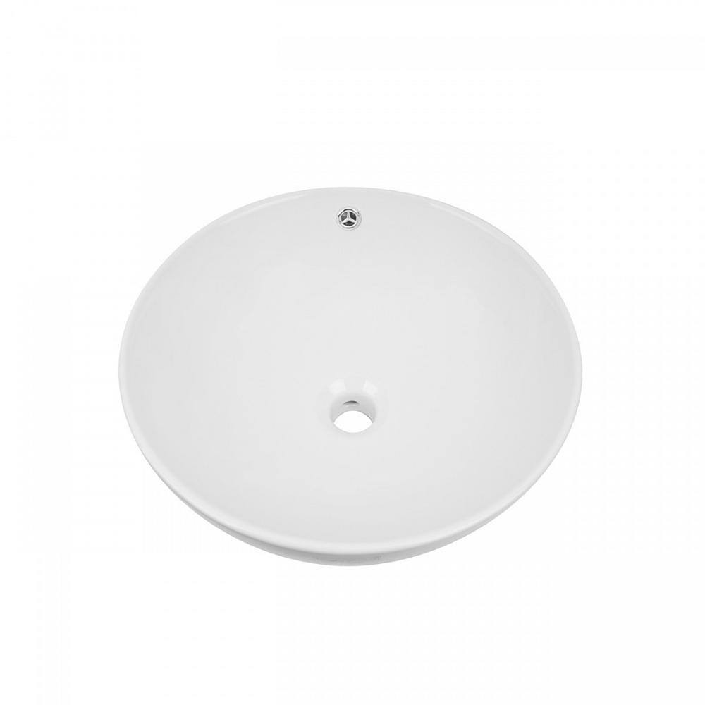 16.5'' Gloss White Ceramic Round Bathroom Vessel Sink