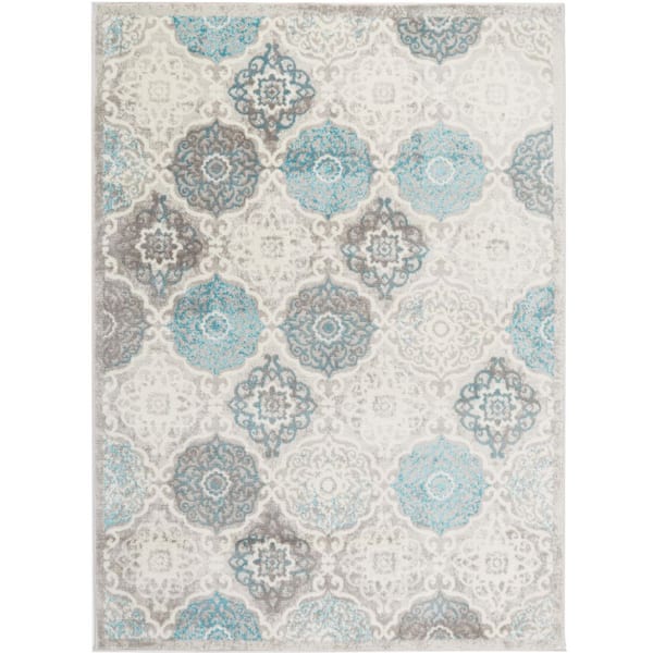 Boho Grey/Blue 3 ft. x 5 ft. Oriental Area Rug