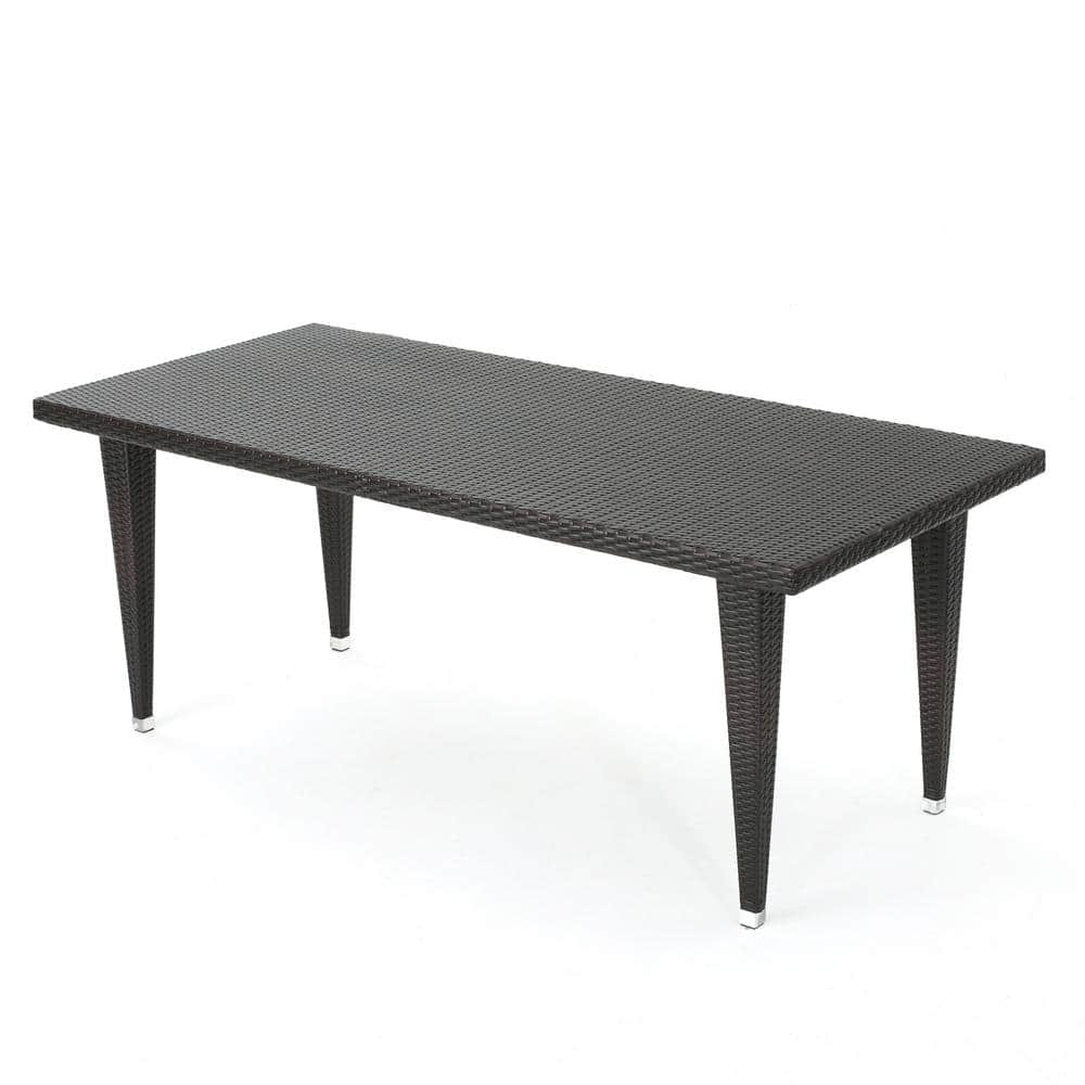 33 in. x 73 in. Metal Dark Brown Rectangule Outdoor Dining Table Seats up t