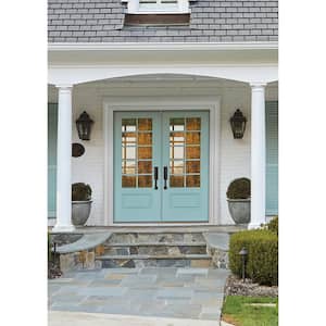 36 in. x 80 in. Right-Hand 10 Lite Clear Glass Serenity Painted Fiberglass Prehung Front Door with Brickmould