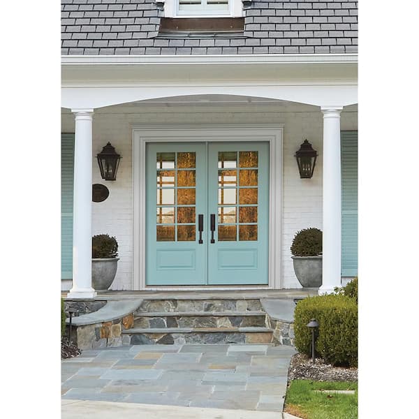 36 in. x 80 in. Right-Hand 10 Lite Clear Glass Serenity Painted Fiberglass Prehung Front Door with Brickmould