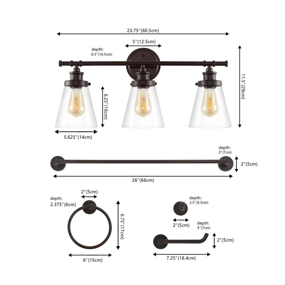 Hollis 23.75" Oil Rubbed Bronze 3-Light Farmhouse Vanity Light