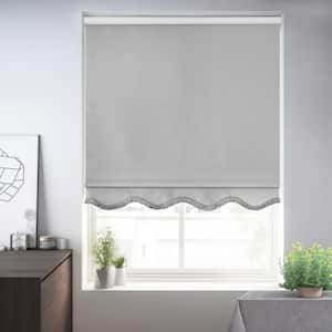 Fringe Gray Solid Cordless Blackout Privacy Vinyl Roller Shade 26.5 in. W x 64 in. L
