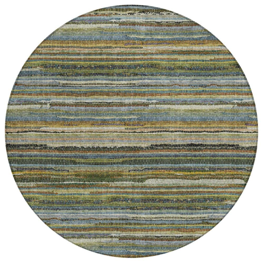 Chantille Machine Washable Indoor/Outdoor Abstract ACN2717 Green 8 ft. x 8 ft. Round Rug price history on PriceWatchPro