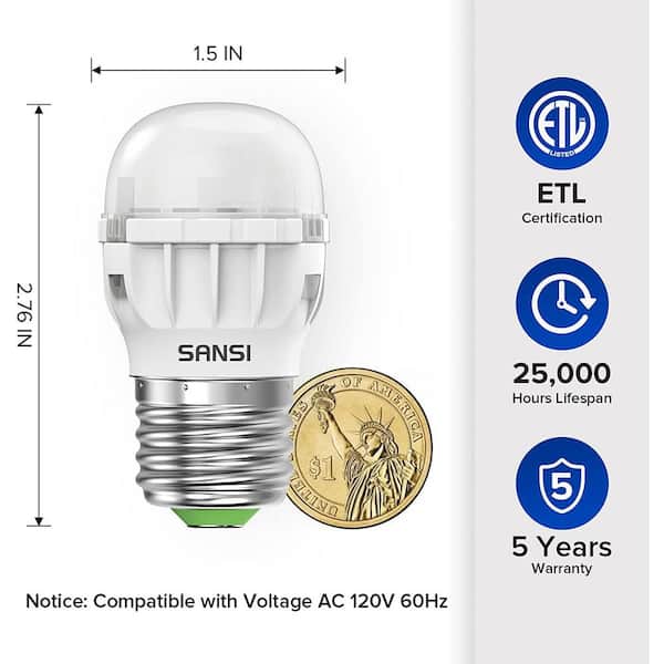 1401281 KINDEEP 7W Refrigerator Light Bulb, A15 LED Bulb, 60 Watt  Equivalent, Daylight White 5000K, 700LM, Waterproof Appliance Fridge L