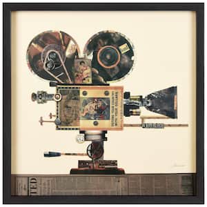 25 in. x 25 in. "Antique Film Projector" Dimensional Collage Framed Graphic Art Under Glass Wall Art