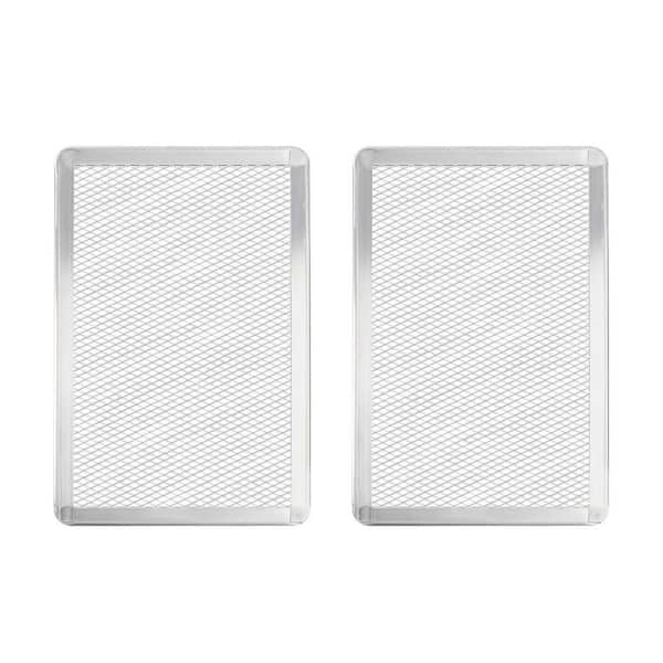 2-Pack Aluminum Rectangular Pizza Screen Set Restaurant Grade Pizza Crisper Pan Oven Safe Flatbread Baking