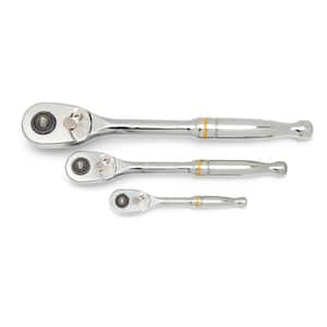 1/4 in., 3/8 in., and 1/2 in. Drive 90-Tooth Quick Release Teardrop Ratchet Set (3-Piece)