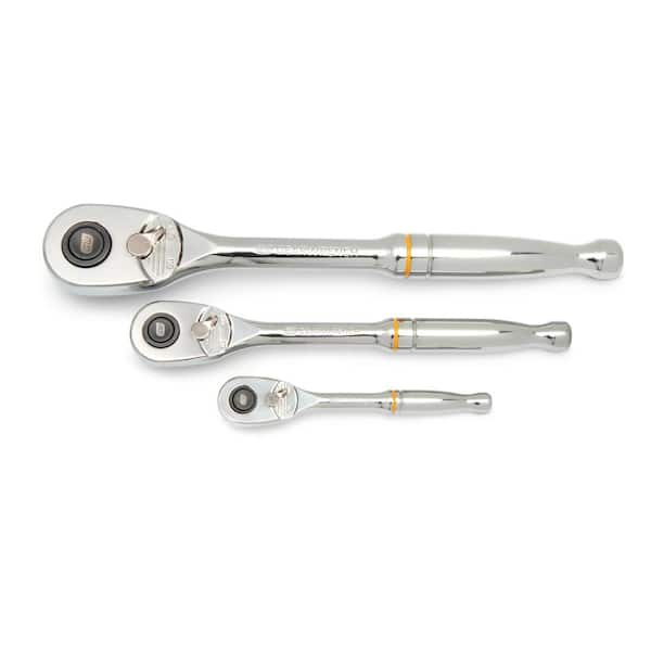 GEARWRENCH 1/4 in., 3/8 in., and 1/2 in. Drive 90-Tooth Quick Release Teardrop Ratchet Set (3-Piece)