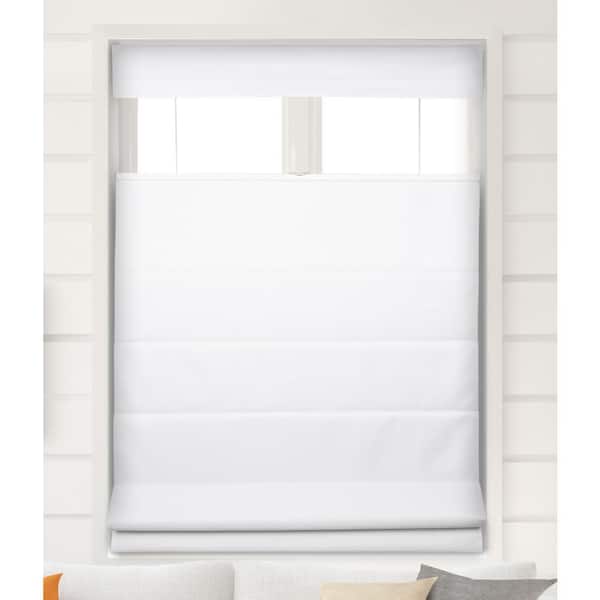 Pure White Cordless Top Down Bottom Up Room Darkening Fabric Roman Shades 34.5 in. W x 60 in. L