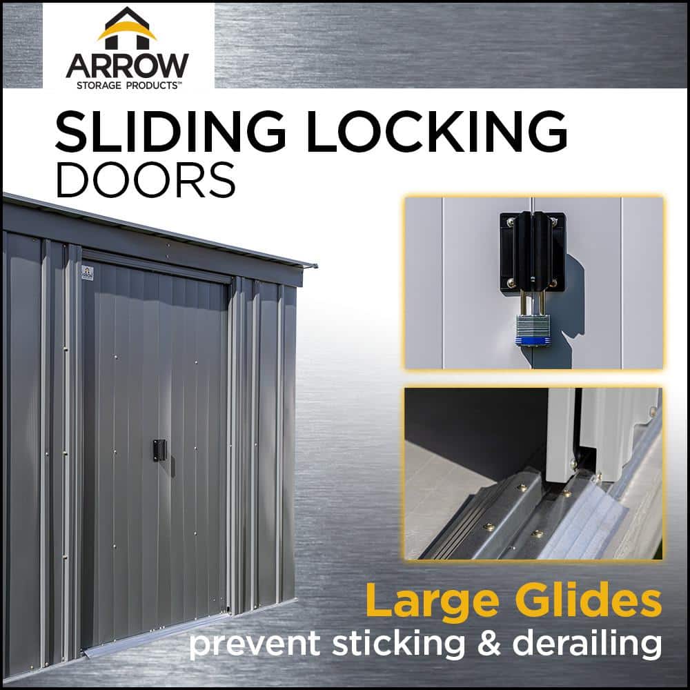 Arrow Classic 6x5 Flute Grey Steel Storage Shed with Sliding Doors
