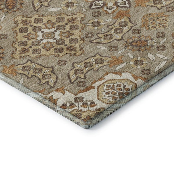 Mayfield Premium Machine Washable Abstract AMF1853 Taupe 9 ft. x 12 ft. Area Rug
