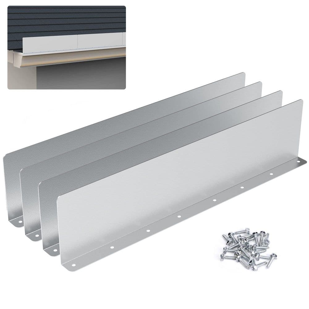 15.7 in. x 3.54 in. Gutter Valley Splash Guard, Straight Rain Diverter Roofing Gutter Guard for House Roof Corner, 4 Pcs price history on PriceWatchPro