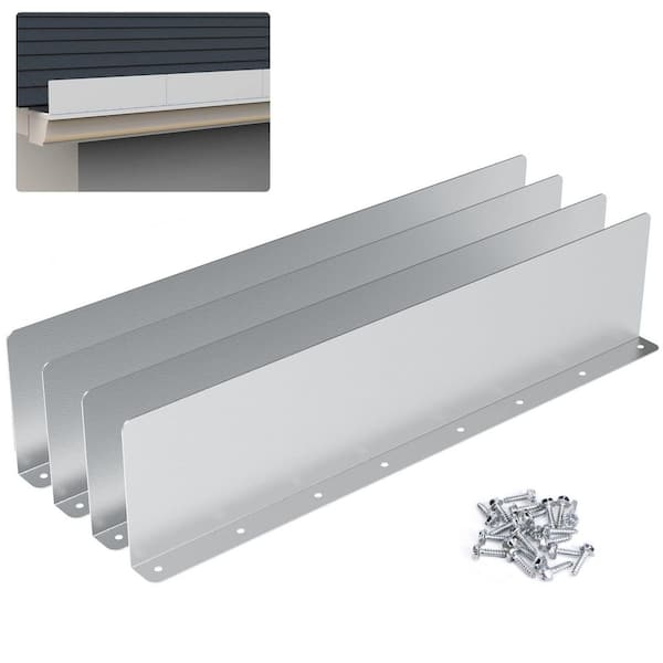 15.7 in. x 3.54 in. Gutter Valley Splash Guard, Straight Rain Diverter Roofing Gutter Guard for House Roof Corner, 4 Pcs