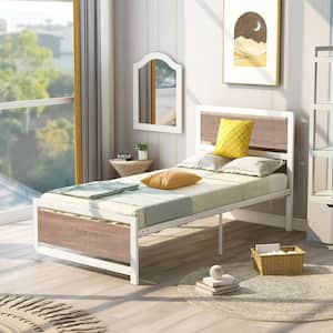 Brookside Nora Brown Twin Metal And Wood Platform Bed Frame ...