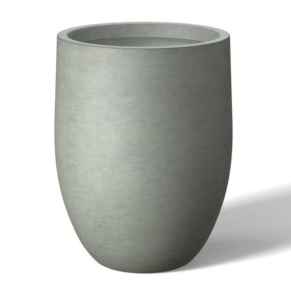 Morrava 17 in. Large Sage Gray (Enhanced Interior) Concrete Round Planter / Pot with Drainage Holes