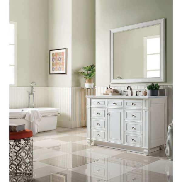 James Martin Vanities Bristol 48 in. W x 23.5 in. D x 34 in. H Bathroom Vanity in Bright White with Ethereal Noctis Quartz Top