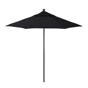 7.5 ft. Stone Black Aluminum Market Patio Umbrella with Fiberglass Ribs and Push-Lift in Black Pacifica Premium