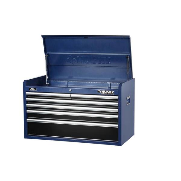 Husky 36 in. 6-Drawer Tool Chest, Blue Body and Black Drawer