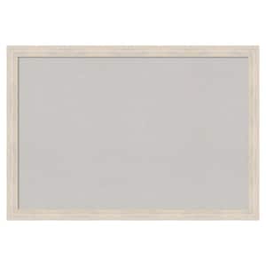 Hardwood Whitewash Narrow Wood Framed Grey Corkboard 39 in. x 27 in. Bulletin Board Memo Board