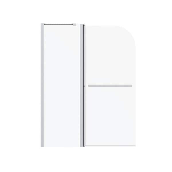 43 in. W x 58 in. H Folded-Fixed Tub Door Frameless Tub Shower Door in Chrome with 1/4 in. Tempered Clear Glass